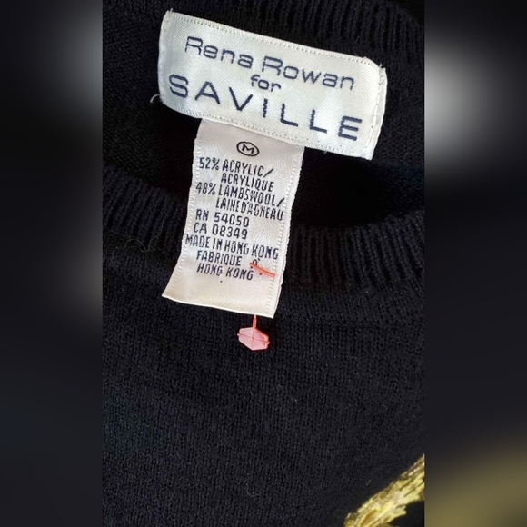 VTG Rena Rowan For Saville Lambswool Blend  Longsleeved Black Sweater Medium - Picture 2 of 7